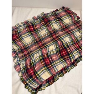 Pottery Barn Teen Pillow Sham Standard Multi-Color Cottage Smocked Plaid Ruffle